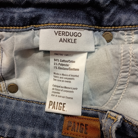 Paige Verdugo Ankle Distressed Ankle Medium Wash Jeans Size 29 - Picture 10 of 10
